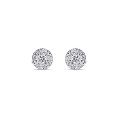 Custom Made Stud Earrings with Invisible Setting Diamonds 0.46 Carats Set in 18K White Gold | Panos Melekkis Jewellery, Limassol Cyprus