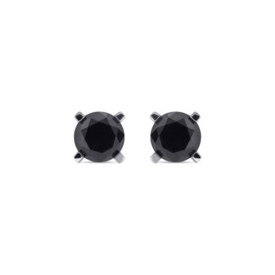 Custom Made Black Diamond Stud Earrings with 3.59 Carats in 18K White Gold | Panos Melekkis Jewellery, Limassol Cyprus