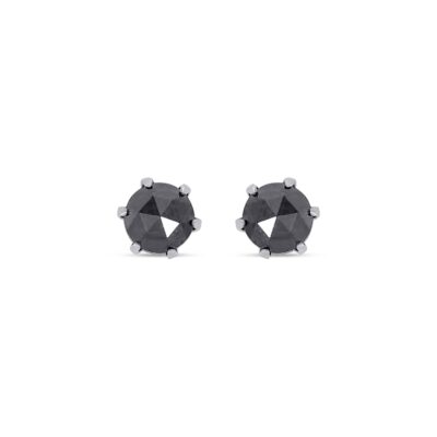 Custom Made Black Diamond Stud Earrings with 0.18 Carats in 900 Platinum | Panos Melekkis Jewellery, Limassol Cyprus