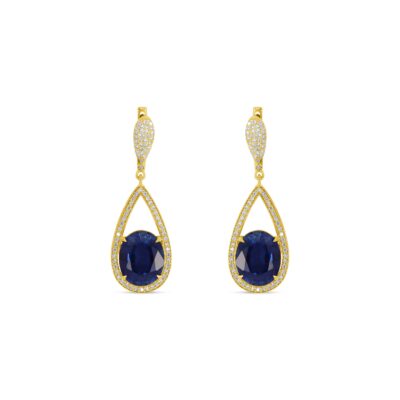Custom Made Diamond Sapphire Earrings with 0.76 Carats in 18K Yellow Gold | Panos Melekkis Jewellery, Limassol Cyprus