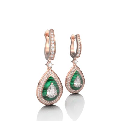 18k Gold Earrings with Diamonds & Colored Ceramic