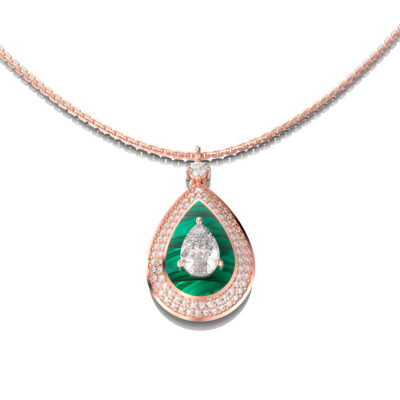 18k Gold Necklace with Diamonds & Colored Ceramic