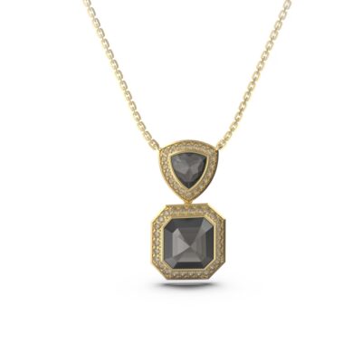 18k Gold Necklace with Rough & Brown Diamonds