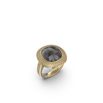 18k Gold Ring with Rough & Brown Diamonds