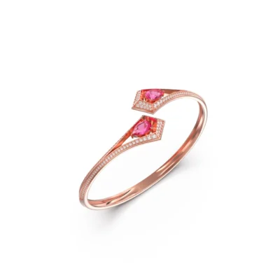 Geo Collection Bracelet in Rose, White, Yellow gold & Pink Sapphire