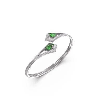 Geo Collection Bracelet in Rose, White, Yellow gold & Emerald