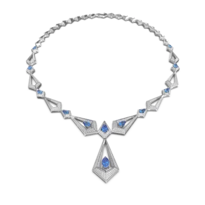 Geo Collection Necklace in Yellow, White, Rose gold & Blue Sapphire