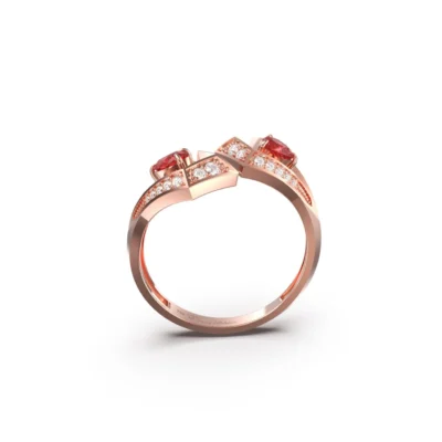 Geo Collection Ring in White, Yellow, Rose gold & Ruby