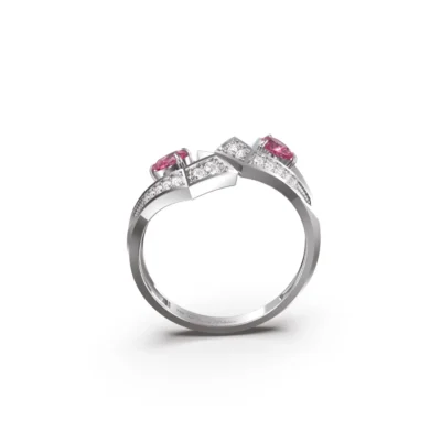 Geo Collection Ring in White, Yellow, Rose gold & Pink Sapphire